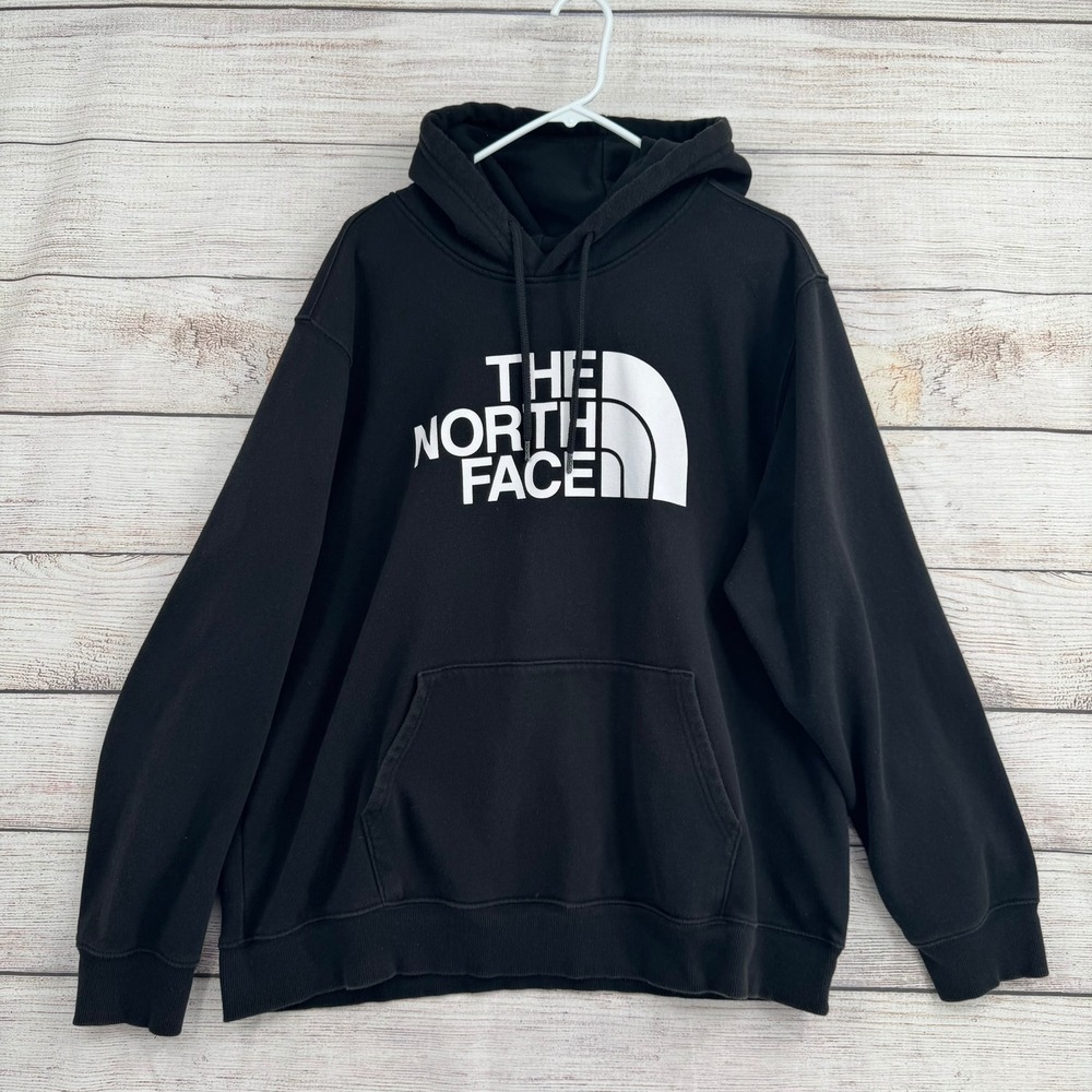The North Face Hoodie Mens XL Black Graphic Logo Pullover A4M4B